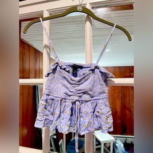 Forever 21 purple crop top with flowers